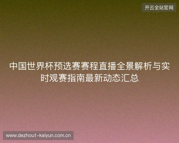 中国世界杯预选赛赛程直播全景解析与实时观赛指南最新动态汇总